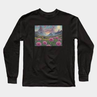 Dahlia Vintage Minimalist Flora Art Deco Positive Long Sleeve T-Shirt